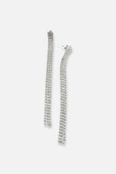 Boucles Marylin strass version longue - Argent