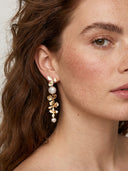 Boucles d'oreilles longues Rachel fleurs - Or